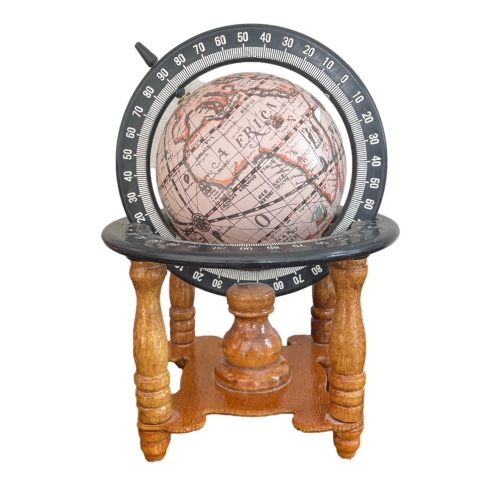 7” Length World Globe Wooden Base Decor